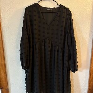 Textured babydoll mini dress